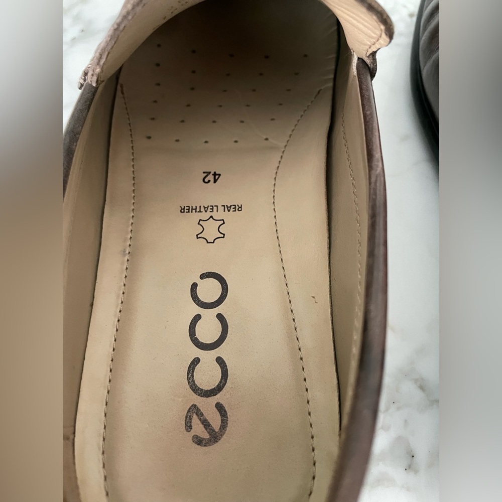 ECCO Mens Brown Leather Driving Loafers Slip-On Moccasins Size 9 - Picture 4 of 10